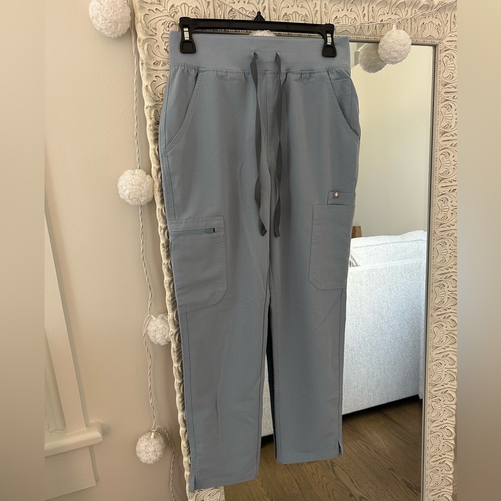 Figs Women’s Dusty Blue High Waisted Yola Pants Petite Small
